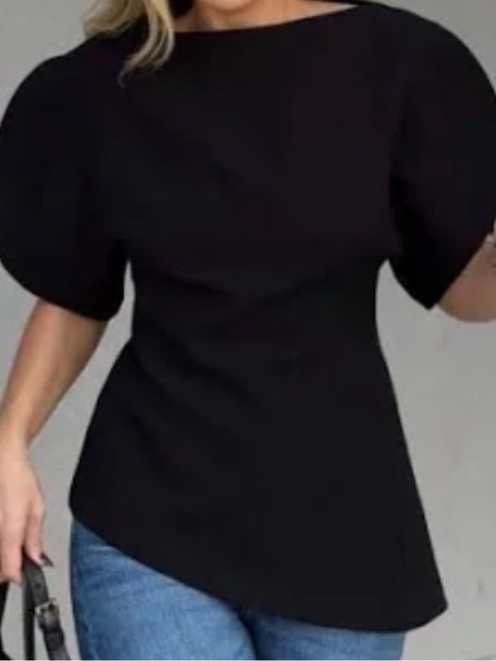 Zara Black Puff-Sleeve Women’s Blouse